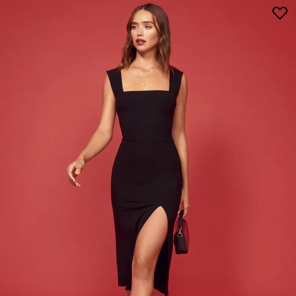 Reformation Casi Dress Black
